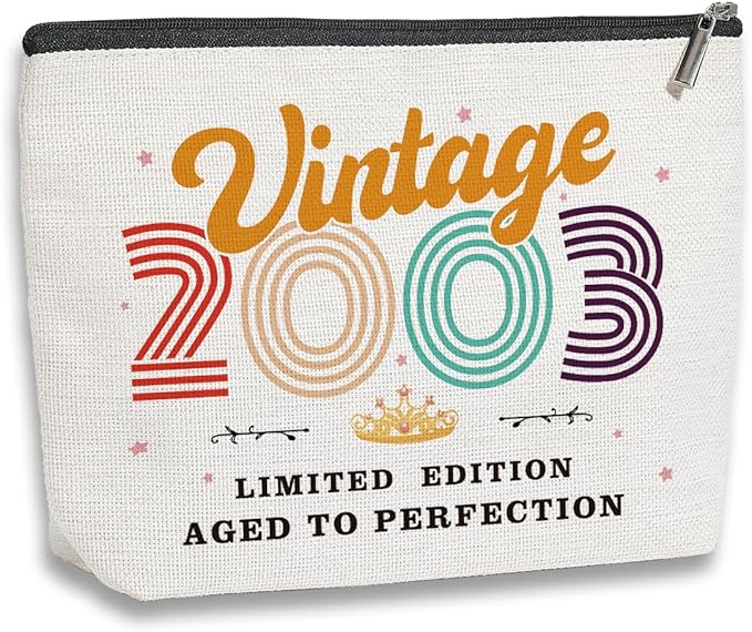 21st Birthday Gifts for Her, 2003 Vintage Makeup Bag, Best 21 Year Old Birthday Gift Ideas for Sisters, Besties, Friends, BFF, Soul Sister, Little Sister, Funny Anniversary Ideas for Her