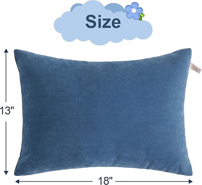 BEDSUM 2 Pack Pillows, 13"x18" Microfiber Pillows for Travel, Pet, Soft and Machine Washable Small Pillows for Neck, Wrist, and Knee Comfort, Denim Blue