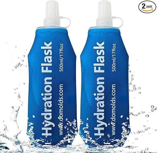 500ML Soft Flask, Running Water Bottle Foldable TPU Hydration Flask for Running Hydration Pack Cycling Hiking Marathon, Pack of 2