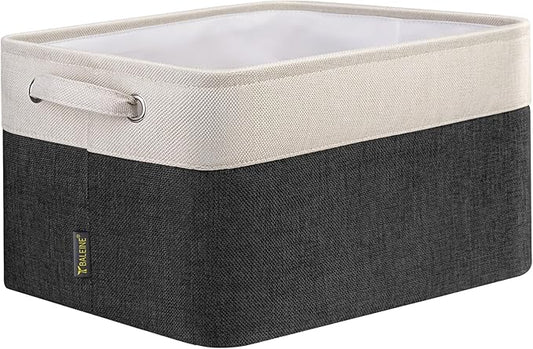BALEINE 1 Pack Fabric Storage Bins for Shelves, Linen Storage Baskets for Organizing, Decorative Closet Bins for Clothes, Home (Black, 15''x11''x9.5'')
