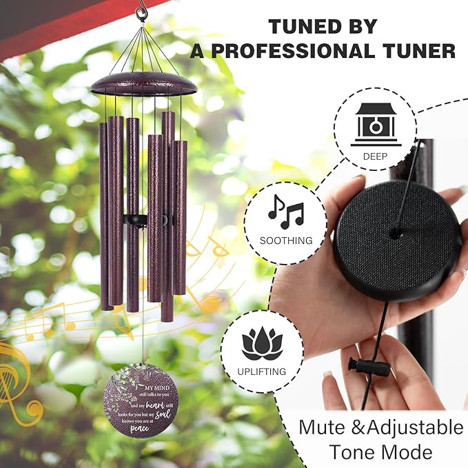 ASTARIN 36" Large Deep Tone Personalized Sympathy Wind Chimes, Memorial Wind Chime for Loss of Mother Father Loved One, Bereavement Gifts Decor Outdoor Patio Garden Graveyard