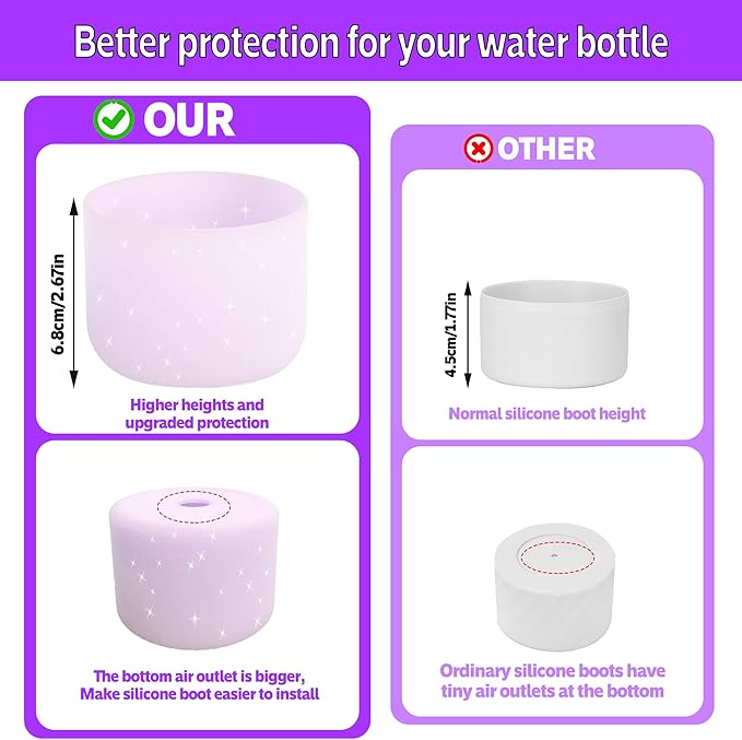 2PCS Silicone Water Bottle Boot for Owala 24oz 32oz 40oz,Anti-Slip Protective Sleeve Bottom Bumper Protector for FreeSip, Twist, and Flip Water Bottles