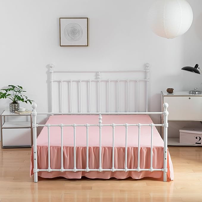 Bed Skirt Twin Size Ruffled Bed Skirt with Split Corners, 12 Inch Drop Dust Ruffle Bed Skirt with Platform, 12 Inch, Blush, Twin Size