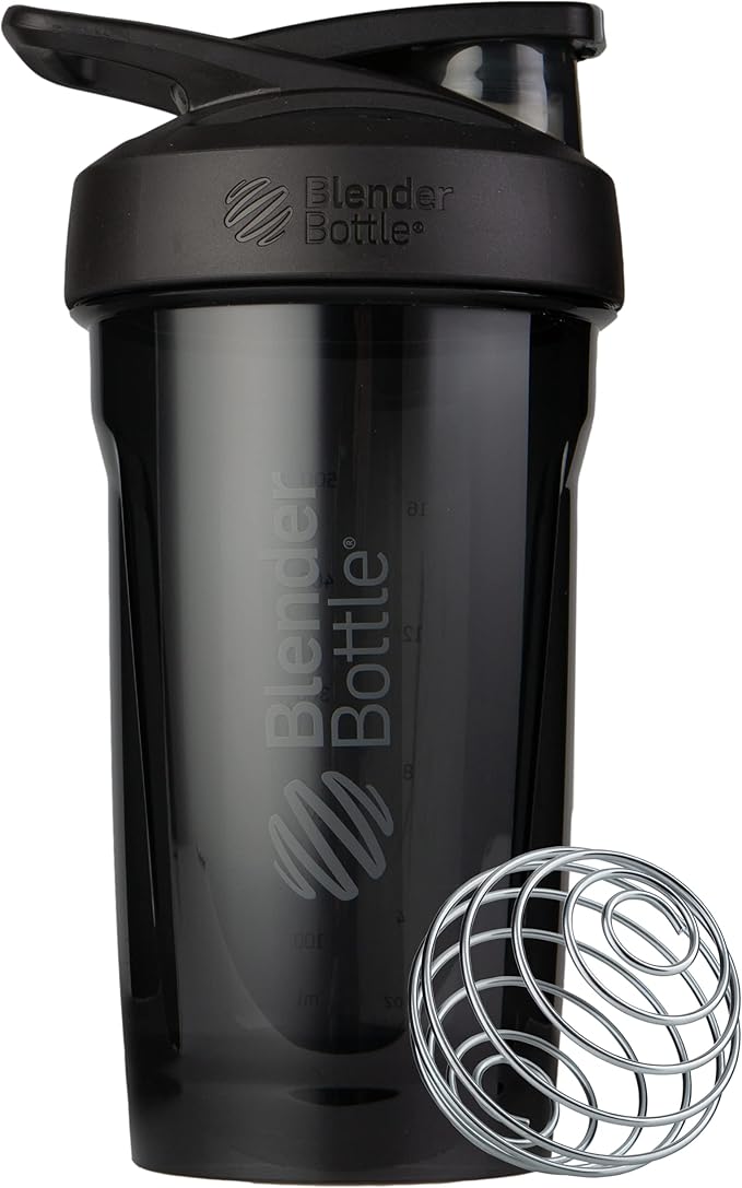 BlenderBottle Strada Shaker Cup Perfect for Protein Shakes and Pre Workout, 24-Ounce, Black