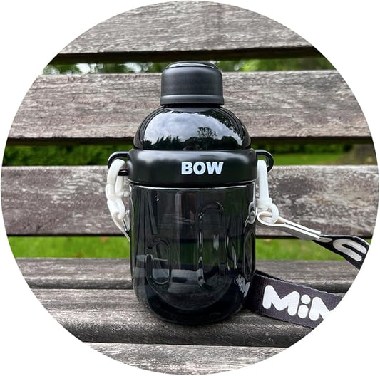 Black Leak-Proof Water Bottle with Flip Top Reusable Plastic Drinking Bottle for School, Gym and Workout (Classic)