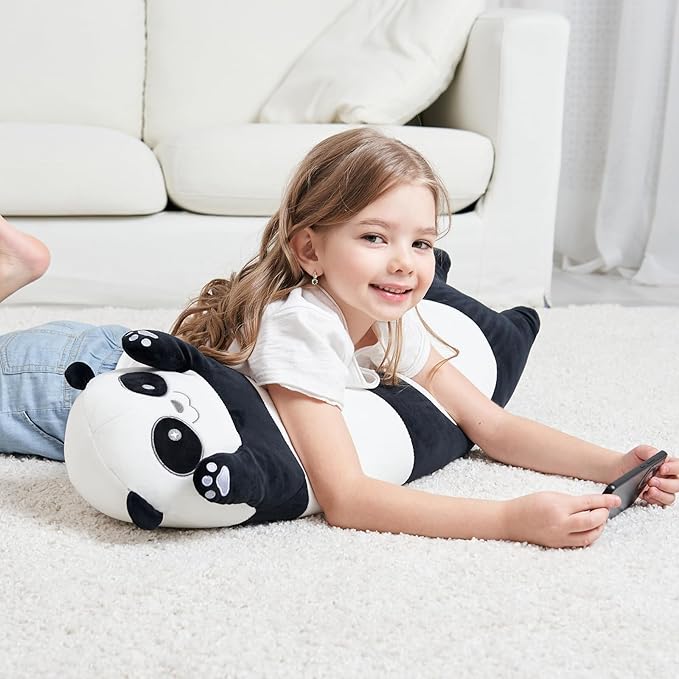 32 Inch Giant Panda Bears Stuffed Animal, Soft Large Long Pillow Doll,Cute Black Panda Plush Body Pillow Plushies Toy Gift for Kids, Boy and Girls Birthday