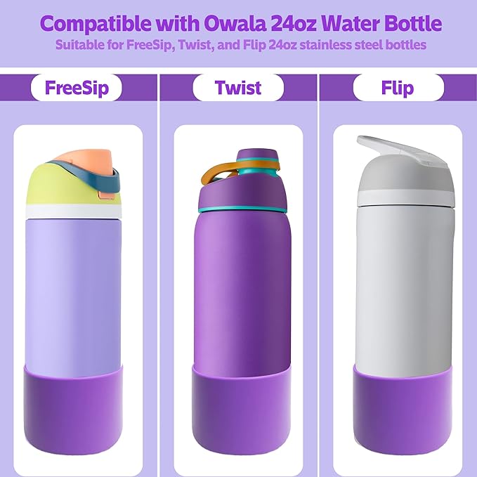 2PCS Silicone Water Bottle Boot for Owala 24oz 32oz 40oz,Anti-Slip Protective Sleeve Bottom Bumper Protector for FreeSip, Twist, and Flip Water Bottles