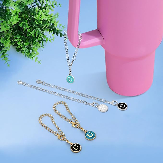 6PCS Letter Charm Accessories for Stanley Cup, Name ID Letter Handle Charm for Stanley Handle Identification Letter Pendant Handle Decoration for Stanley Tumbler Charms (Letter U)