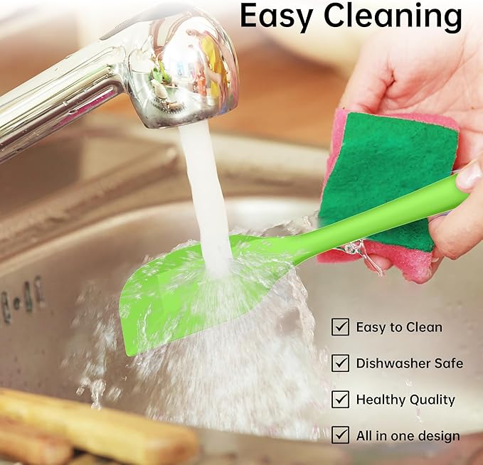 Barsone 5-Piece Silicone Spatula Set（ Heat Resistant 446°F Food Grade BPA Free, Nonstick Cookware Safe Dishwasher Safe Kitchen Tools for Baking, Cooking, Stirring, Green）