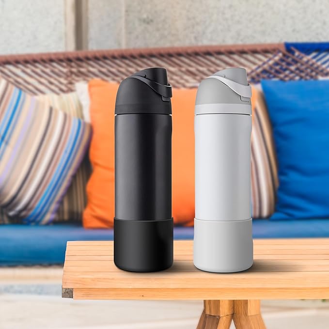 2PCS Silicone Water Bottle Boot for Owala 24oz 32oz 40oz, Protective Bottom Bumper Anti-Slip Sleeve for FreeSip, Twist, and Flip Stainless Steel Bottles, Dishwasher Safe and BPA Free