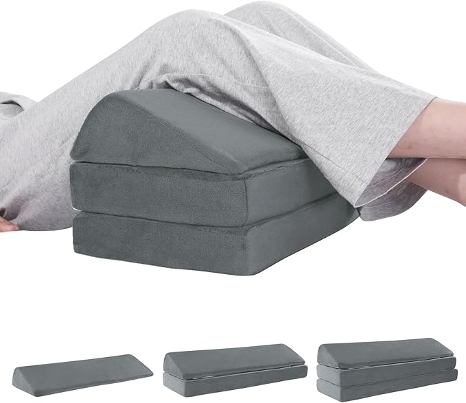 BALAPET 3-in-1 Adjustable Height Wedge Pillow, 7" Height Leg Knee Pillow for Side Sleepers & Aligns Spine, Supportive Bolster Pillow for Pregnancy Relieves Pressure Hip Leg Elevation, 22', Light Grey