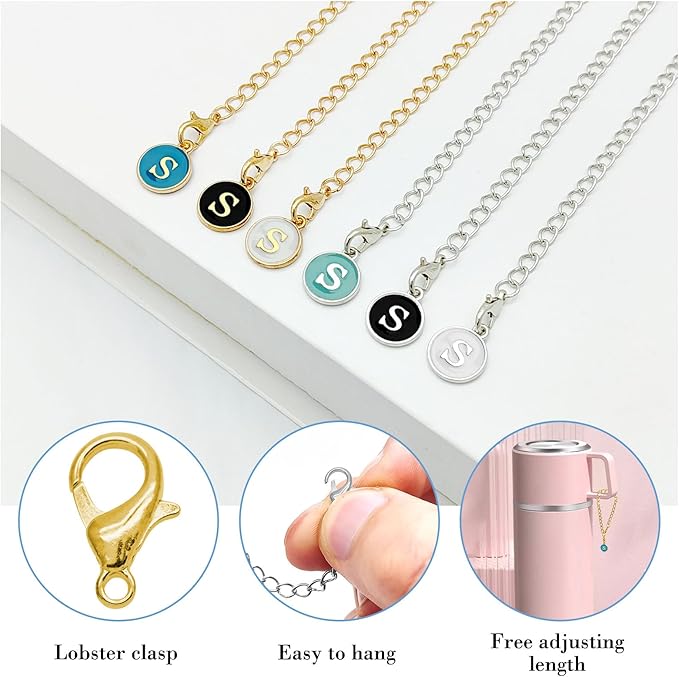 6PCS Letter Charm Accessories for Stanley Cup, Name ID Letter Handle Charm for Stanley Handle Identification Letter Pendant Handle Decoration for Stanley Tumbler Charms (Letter S)