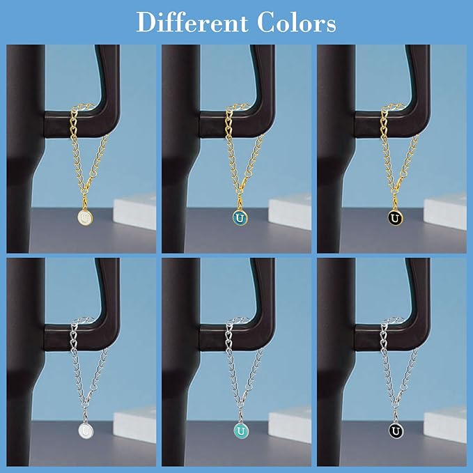 6PCS Letter Charm Accessories for Stanley Cup, Name ID Letter Handle Charm for Stanley Handle Identification Letter Pendant Handle Decoration for Stanley Tumbler Charms (Letter U)