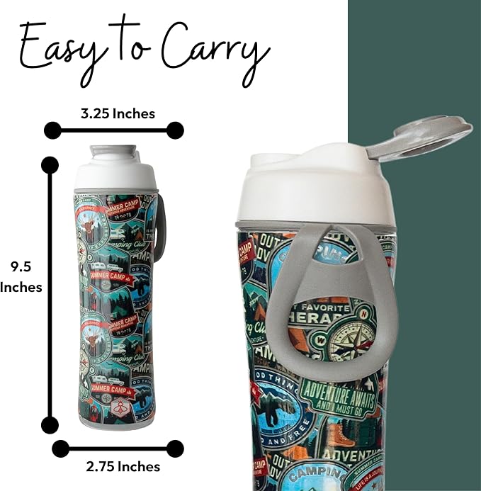 Biddlebee 24oz. BPA-Free Reusable Water Bottle with Wide-Mouth Chug Cap & Carry Handle | Perfect for Travel, Gym, School & Work | Proudly Made in USA | Cupholder Friendly, Fits in Backpack Pockets