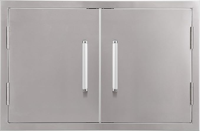 Bonfire Outdoor Kitchen Double Access Door,33x22 Inch,304 Stainless Steel BBQ Grill Doors,CBADD,Silver