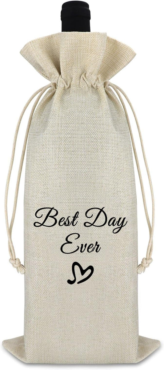 Birthday Gift for Women Men Wine Gift Bag Wedding Party Decors Drawstring Wine Bag Christmas Thanksgiving Engagement Gift for Friends Graduation Gift for Daughter Sisters Reusable Burlap Wine Wrap Bag