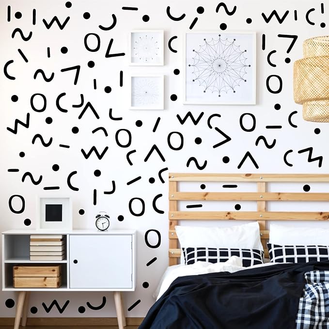 Black Line Wall Decals Vinyl Lines Wall Decals Peel and Stick Wall Stickers Vintage Abstract Geometric Wall Decals Modern Wall Stickers for Bedroom Living Room Decor