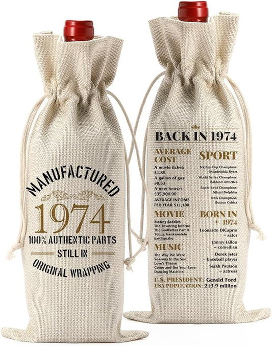 50th Birthday Gifts for Her Him Funny Wine Bag 50th Birthday Decorations Party Favors Anniversary Retirement 50 Year Old Gifts for Women Men Grandpa Wife Husband Grandma Wine Gift Bag