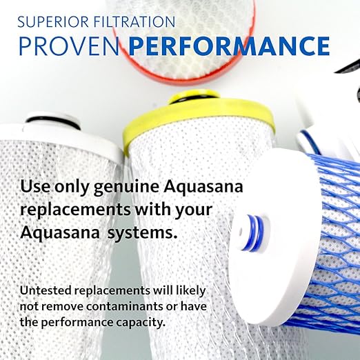 Aquasana Replacement Filter Cartridges for 2-Stage Under Sink Water Filtration System - Filters 99% Of Chlorine - 2 Count - AQ-5200R, Red and Yellow