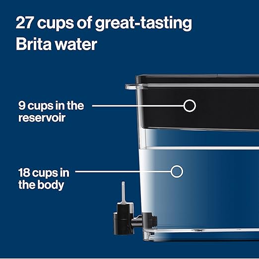 Brita XL Water Filter Dispenser for Tap and Drinking Water with 3 Elite Filters, Reduces 99% Of Lead, Lasts 6 Months Each, 27-Cup Capacity, BPA Free, Black
