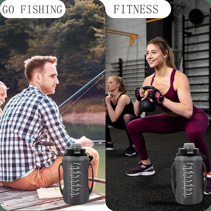 64oz Foldable Silicone Water Cups with Straw, BPA Free, for Outdoor Sports Water Bottle (Black)