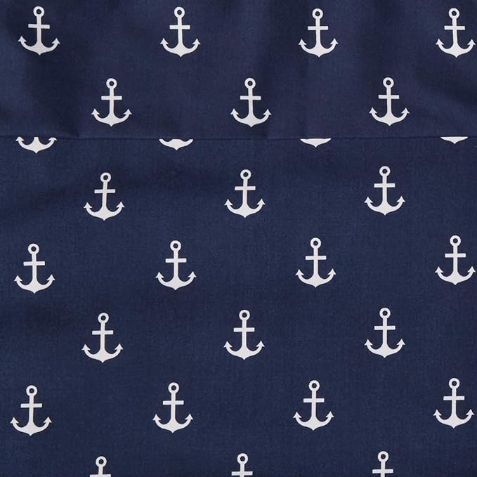 Amazon Basics Kid's Soft Easy-Wash Lightweight Microfiber 3-Piece Sheet Set, Toddler, Navy, White Anchors