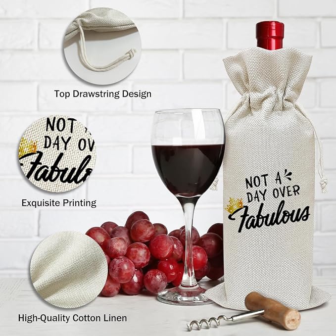 Birthday Wine Bag, Funny Wine Gifts for Women Men, Birthday Gifts for Mom Wife Friend, Party Favor Wine Champagne Gift Bag With Drawstring -01