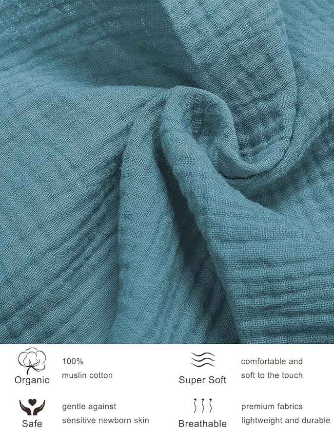 Blue Bassinet Mattress Sheets Boy, Muslin Bassinet Sheet 32"x16" for Rectangle, Oval, Hourglass Bassinet Mattress, Moses Basket Sheets (46B-06)