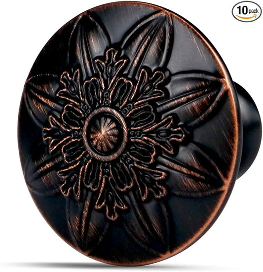 10 Pack Oil Rubbed Bronze Cabinet Hardware Knobs Drawer Knobs,1-2/5" Round Bronze Knobs Handles for Kitchen Cabinets and Drawers Antique Bronze Dresser Knobs