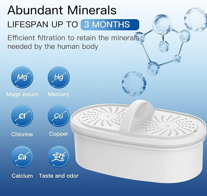 200-Gallon Long-Life Chubby 10-Cup Water Filter Pitcher with 1 Filter, 5X Times Lifetime, Reduces PFAS, PFOA/PFOS, Chlorine, BPA Free, Last Up to 3 Months, White