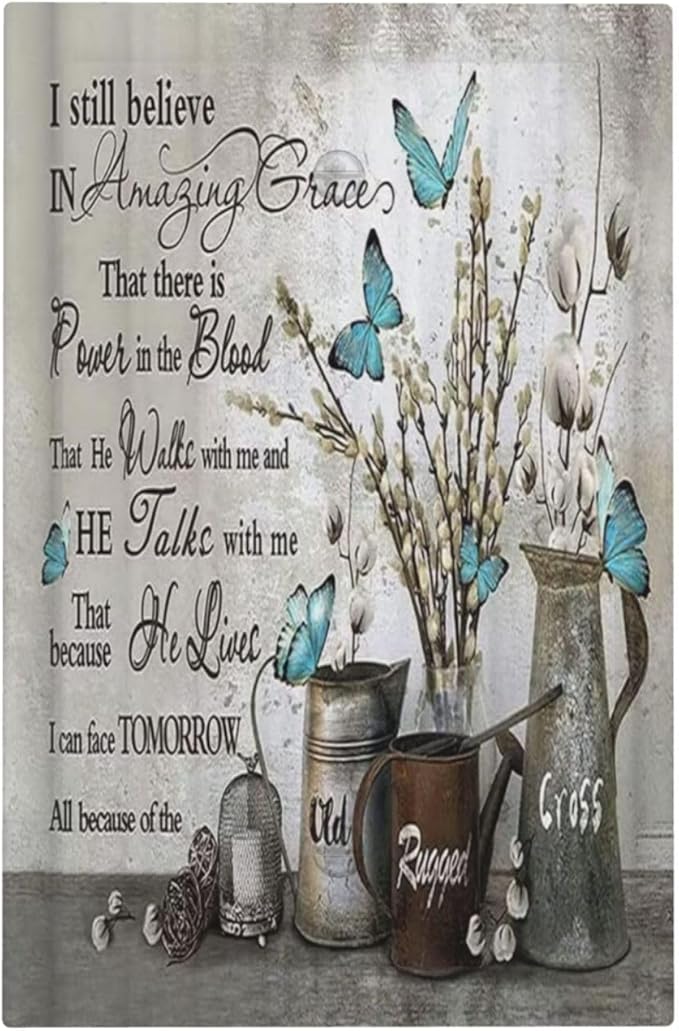Blue Butterfly Rustic Flower Inspirational Quotes 1 Gang Light Switch Covers No Device Wall Plate Decorative Blank Switchplate Electrical Faceplate for Farmhouse Country Bedroom Decor