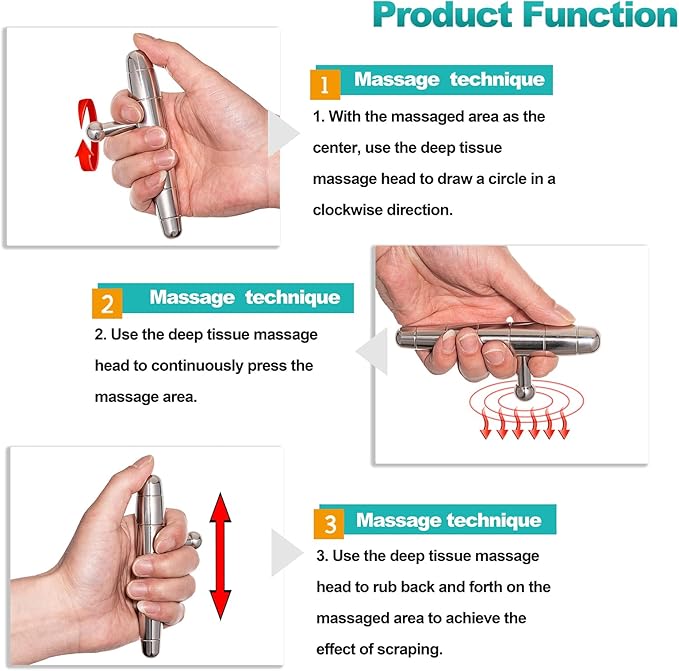 2 in 1 Trigger Points Massage Tool Stainless Steel T-Bar Deep Tissue Massage Tool for Pain Relief Full-Body Fascial Relaxation – Ideal for Shoulders, Neck, Legs, and Arms – Perfect for Sports Therapy