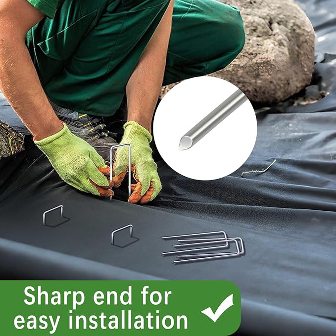 100 Pack Landscape Staples 4 Inch 12 Gauge Garden Stakes Galvanized Garden Staples Pins Anti-Rust Ground Stakes for Weed Barrier, Irrigation Tubing, Yard Lawn, Landscape Fabric