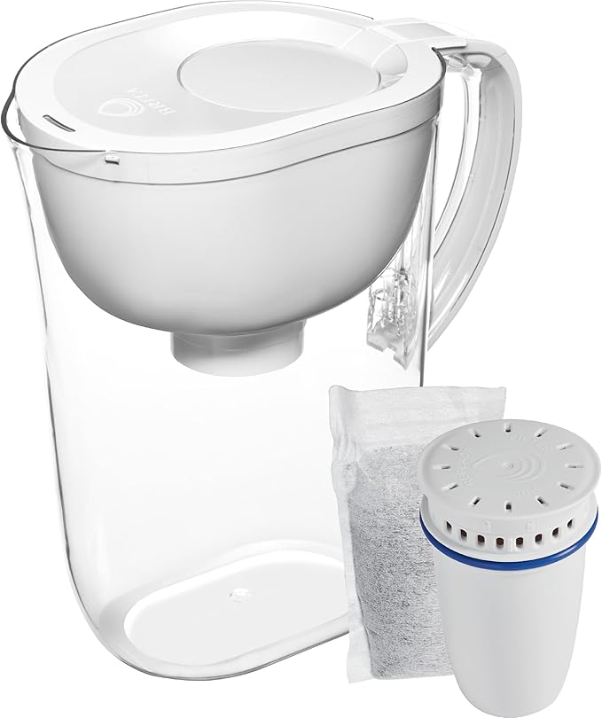 Brita Refillable Water Filtration System with Large 10 Cup Pitcher, Everyday, White, and 1 Refillable Filter