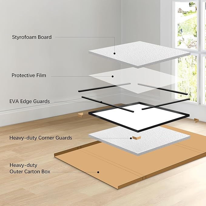 Black Bathroom Mirror, 42x42 Inch Rectangular Framed Mirror, Large Wall Mounted Bathroom Vanity Mirror Over Sink for Bedroom,Restroom, Living Room, Hangs Vertically or Horizontally