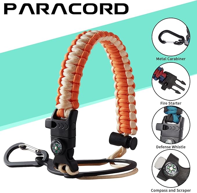 40 oz Stainless Steel Water Bottles with Straw and Auto Spout Lids, Wide Mouth Metal Thermos Bottles for Gym, Leak Proof & BPA-Free Water Flask Jug with Paracord Handle & Carrier Bag with Strap