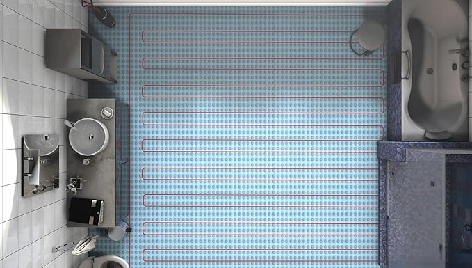 All-in-one Electric Radiant Floor Heating Kit 35 Sq Ft 240V with 2855401 Thermo Basic Non-programmable Thermostat, Heat Uncoupling Membrane, Underfloor Heat Cable, Safe Installation Tools