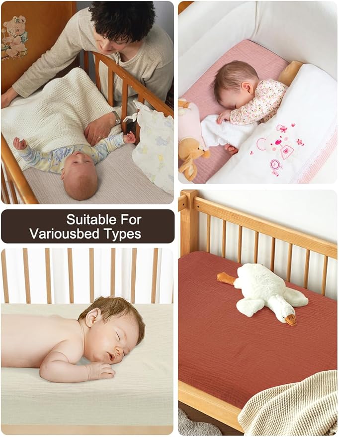 Beige Crib Sheets for Boys, Neutral Crib Sheet for Standard Crib Mattress, Fitted Baby Girl Toddler Bed Sheets 28" x 52" (46C-11)