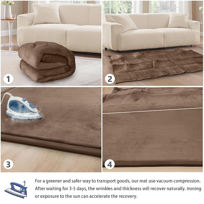 Baby Play Mat for Floor Tummy Time Mat Nursery Rug Muscle Mat Area Rug Playroom Rug Tatami Mat 6'7"x6'7" Memory Foam 1.3" Thick Crawling Mat for Babies,Toddlers, Infants, Kids,Floor Mat,Coffee