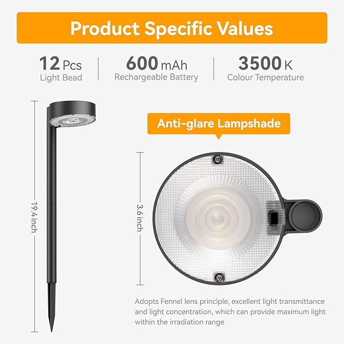 12 Pack Solar Pathway Lights Outdoor, 12 Brighter LED Solar Lights Outdoor Waterproof, Up to 12 Hrs Modern Path Light for Yard Garden Walkway Driveway Lawn, Cool White