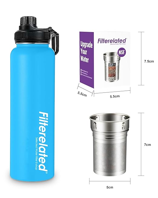 30 Oz Stainless Steel Portable Alkaline Filter Water Bottle Special Replacement Filter Cartridge, Life of Three Months-1 Piece