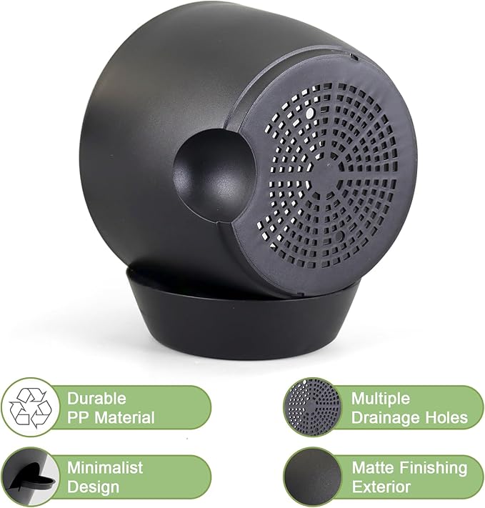 10/9/8 inch Medium Self Watering Pots, Plant Pots with Mesh Drainage Holes for Indoor Outdoor Garden Plants, Flower Pots with Removable Deep Reservoir, Set of 3 Plastic Planters, Black