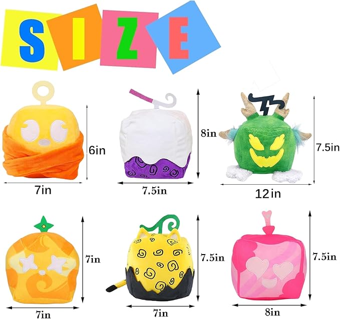 6 Packs B-lox Fruits Plush, B-lox Fruits Plushies B-lox Plush Pillow Stuffed Toy, Soft Fruits Hugging Plush Pillow Toy Gifts, Squishy Pillow Stuffed Figure Gifts for Kids Boys Girls Valentines Day