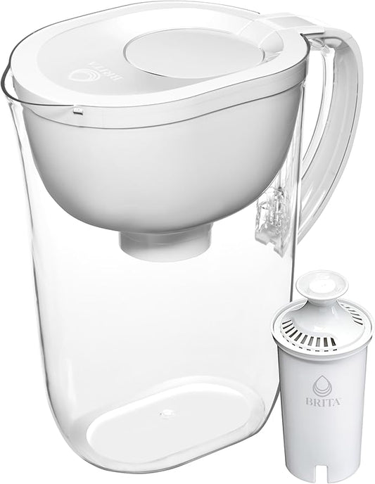 Brita Large Water Filter Pitcher, BPA-Free Water Pitcher, Replaces 1,800 Plastic Water Bottles a Year, Lasts Two Months or 40 Gallons, Includes 1 Filter, 10-Cup Capacity, Bright White