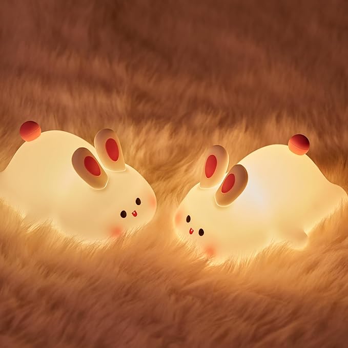 Bunny Gift for Girls, Bunny Night Lamp, Cute Table Lamp Gift for Kids Room Bedside, ABS+SIL, Touch Control, Birthday Gift for Boys and Girls (Bunny)...