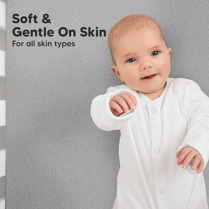 2-Pack Organic Crib Sheets for Boys, Girls - Jersey Fitted Crib Sheet, Baby Crib Sheets Neutral, Crib Mattress Sheet, Cotton Crib Sheets, Breathable Crib Sheet, Baby Mattress Sheets (Storm)