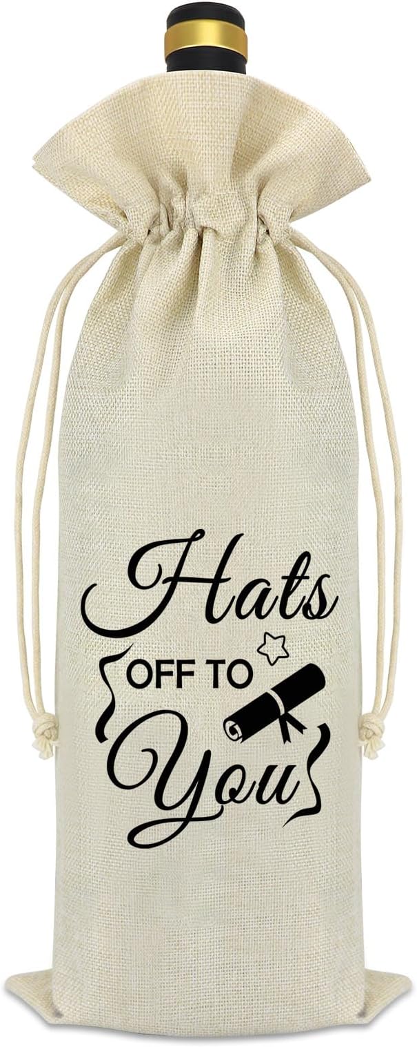 2024 Graduation Gifts Graduation Party Wine Bag Class Of 2024 Graduation Gift Funny Graduation Gifts for Her Him Decorations Burlap Reusable Wine Bottle Bag College High School Masters Graduation Gift