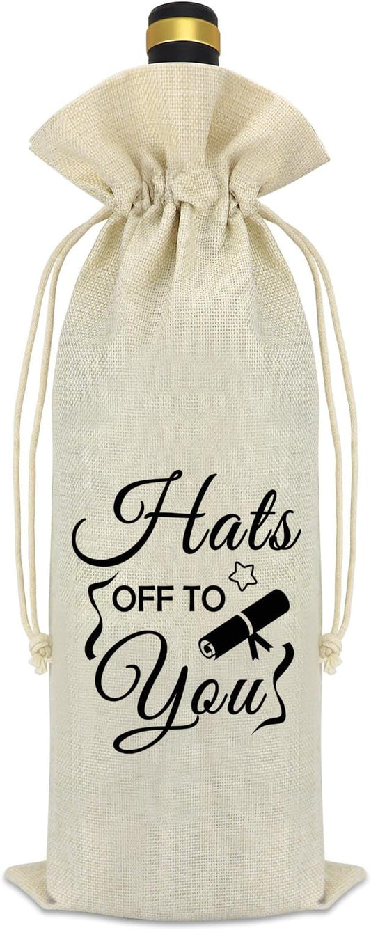 2024 Graduation Gifts Graduation Party Wine Bag Class Of 2024 Graduation Gift Funny Graduation Gifts for Her Him Decorations Burlap Reusable Wine Bottle Bag College High School Masters Graduation Gift