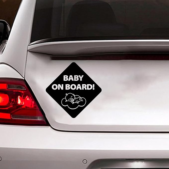 Baby on Board Sleepy Baby Viynl Decal Sticker for Windows, Car Sticker | Cars Trucks Vans, Bumper Sticker, Size: 5inch (Black)