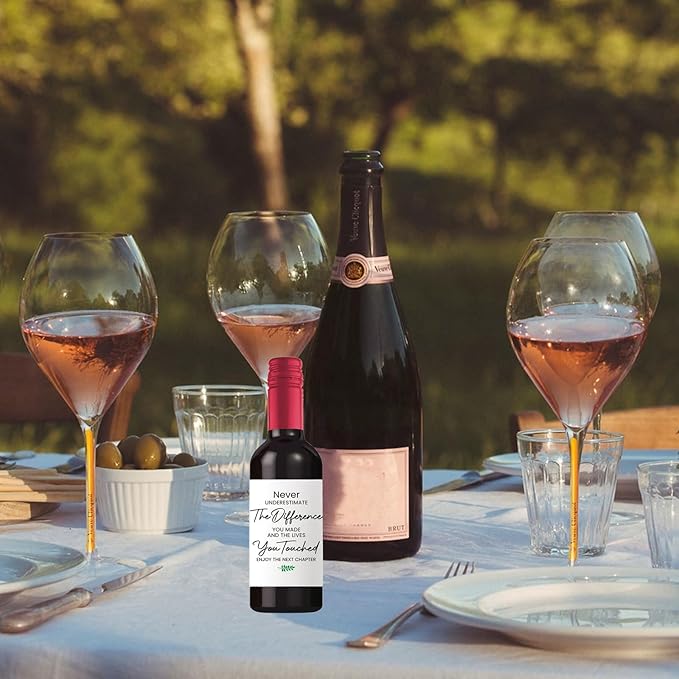 24 Pcs Retirement Mini Wine Labels, Retirement Gifts for Women Men, Happy Retirement Mini Wine Bottle Stickers Labels Gifts for Coworker, Never Underestimate The Difference You Made